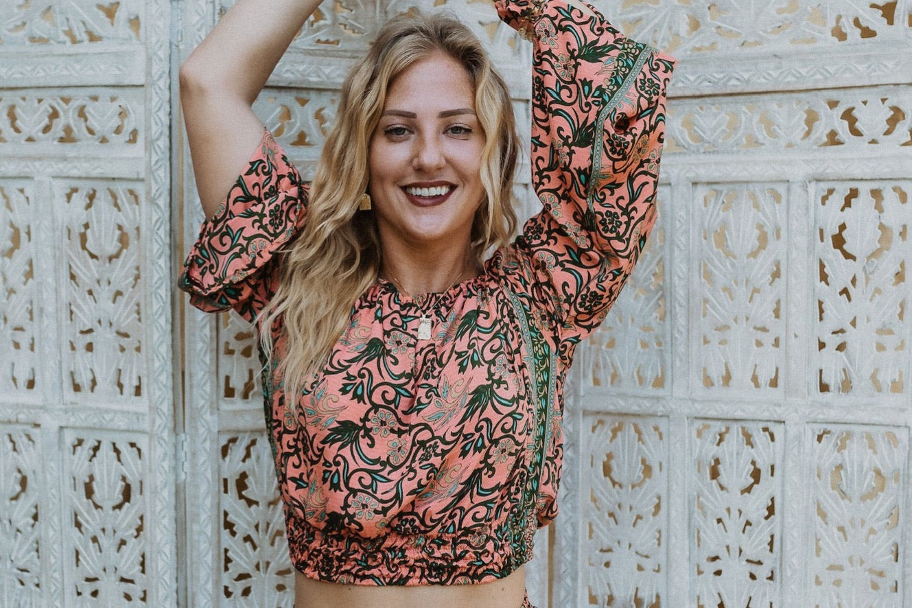 The Folk Top in Pink Paisley
