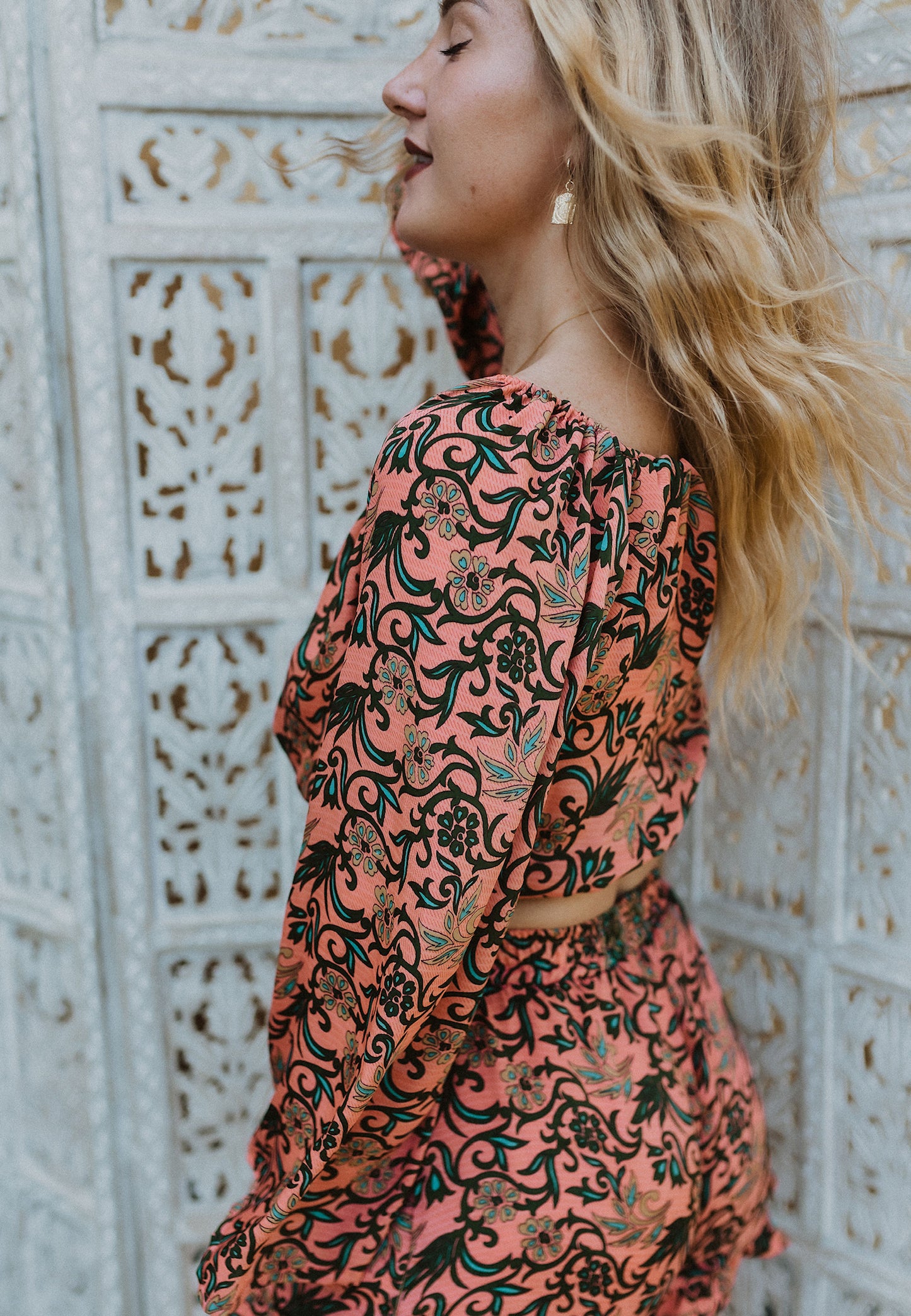 The Folk Top in Pink Paisley