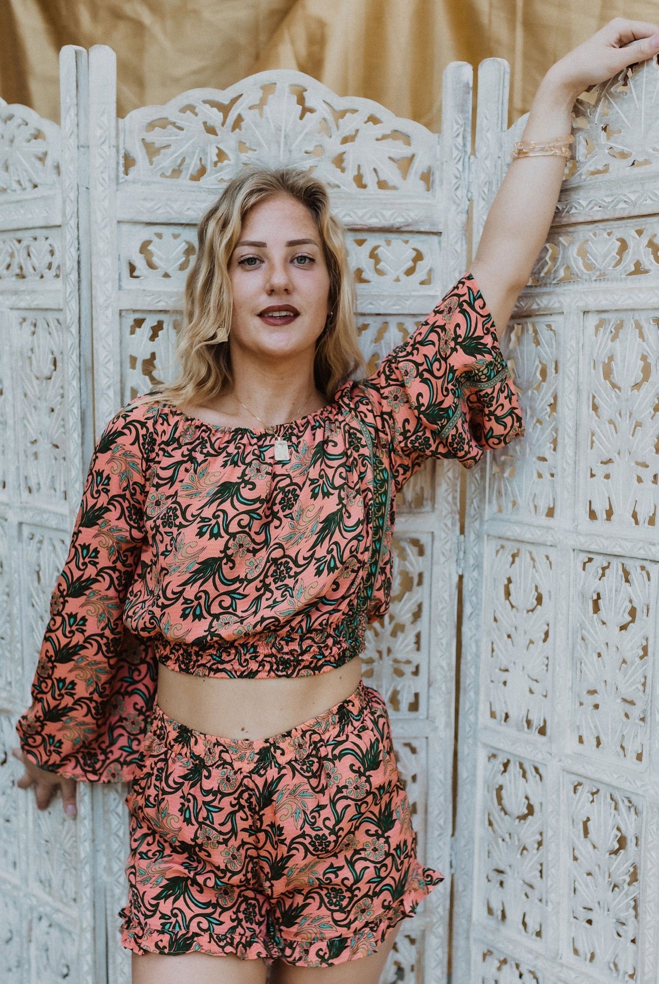 The Folk Top in Pink Paisley